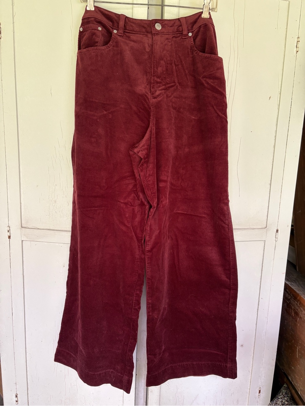 🇬🇧 Marks & Spencer Women’s Burgundy Corduroy Wide-leg Pants